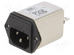 Filtered IEC Power Entry Module, IEC C14, Medical, 2 A, 250 VAC, 2-Pole Fuse Holder