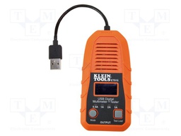 Tester: USB socket; LCD; VDC: 3÷20V; I DC: 50mA÷3A; 0÷400Ω; IP20