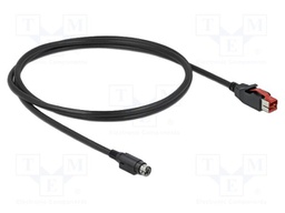 Cable; DIN mini 3pin plug,PoweredUSB plug; 1m; black; 22AWG; 24V