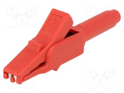 Crocodile clip; 15A; red; Grip capac: max.6mm; Socket size: 4mm