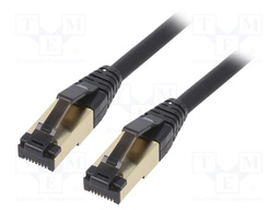 Patch cord; S/FTP; Cat 8; stranded; Cu; LSZH; black; Len: 5m; 27AWG