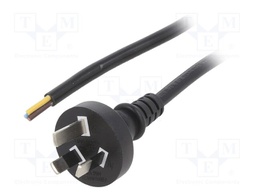 Cable; 3x0.75mm2; AS/NZS 3112 (I) plug,wires; PVC; 1.5m; black