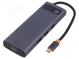 Hub USB; grey; Number of ports: 9; 0.18m; Enclos.mat: aluminium