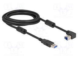 Cable; USB A plug,USB B plug 90° up/down; gold-plated; 3m; black