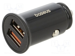 USB power supply; USB A socket x2; Sup.volt: 12÷24VDC; 30W; black