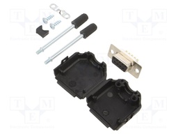 D-Sub; PIN: 9; plug; female; soldering; for cable; black
