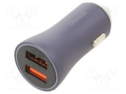 USB power supply; USB A socket x2; Sup.volt: 12÷24VDC; 40W; black