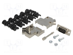 D-Sub; PIN: 9; plug; male; shielded; soldering; for cable; black