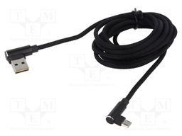 Cable; USB 2.0; USB A reversible angled plug,USB C plug; 1m