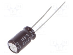 Capacitor: electrolytic; THT; 22uF; 63VDC; Ø6.3x11mm; Pitch: 2.5mm