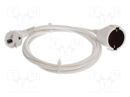 Extension lead; 3G1.5mm2; Sockets: 1; PVC; white; 3m; 16A