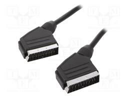 Cable; SCART plug,both sides; 1.8m; black; Øcable: 8mm