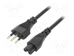 Cable; 3x0.75mm2; CEI 23-50 (L) plug,IEC C5 female; PVC; 3m; 10A