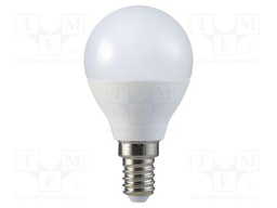 LED lamp; white cold; E14; 220÷240VAC; 470lm; P: 5.5W; 180°; 6400K