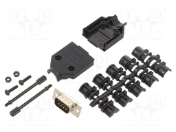 D-Sub; PIN: 9; plug; male; soldering; for cable; black