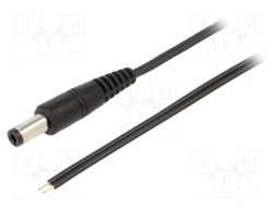 Cable; wires,DC 5,5/2,5 plug; straight; 0.35mm2; black; 1.5m