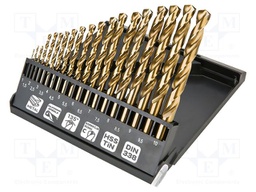 Drill set; for metal; high speed steel; plastic cassette; 19pcs.