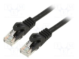Patch cord; U/UTP; 6; stranded; CCA; PVC; black; 1.5m; 24AWG