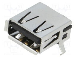 Socket; USB A; on PCBs; THT; PIN: 4; angled 90°