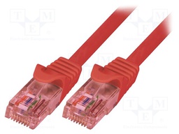 Patch cord; U/UTP; 6; stranded; Cu; LSZH; red; 5m; 26AWG