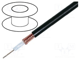 Wire: coaxial; RG11AU; 1x75Ω; stranded; OFC; PVC; black; 100m