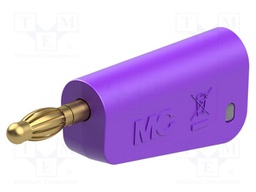 Plug; 4mm banana; 32A; violet; gold-plated; Mounting: on cable