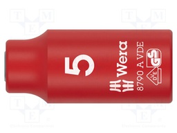 Socket; 6-angles,insulated,socket spanner; HEX 5mm; 1/4"; 1kVAC