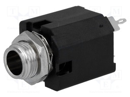 Socket; Jack 6,35mm; female; stereo; straight; for panel mounting