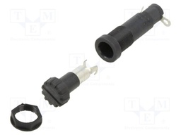Fuse holder; 20A; 250V; on panel; black; FEU; 250VAC; UL94V-0; IP40