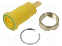 Connector: 4mm banana; socket; 25A; 1kVDC; yellow-green; screw