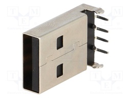 Plug; USB A; on PCBs; THT; PIN: 4; angled 90°; USB 2.0