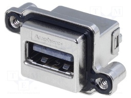 Socket; USB A; MUSB; for panel mounting,screw; THT; straight; IP68