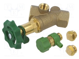 Slant valve; 16bar; brass CW617N; Thread: G 1/2" internal; 1603