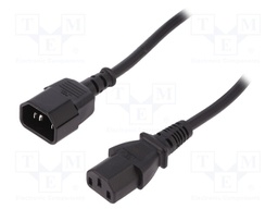 Cable; IEC C13 female,IEC C14 male; 5m; black; 10A; 250V