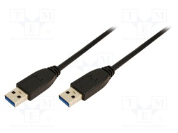 Cable; USB 3.0; USB A plug,both sides; nickel plated; 3m; black