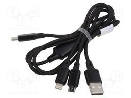 Cable; nickel plated; 1m; black; Core: Cu; 30AWG; 2A