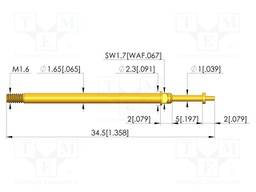 Test needle; Spring compression: 4mm; 5mm; 8A; CuBe; gold-plated