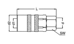 Quick connection coupling; straight,with valve; 10bar; Seal: FPM