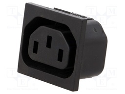 Connector: AC supply; socket; female; 10A; 250VAC; IEC 60320; THT