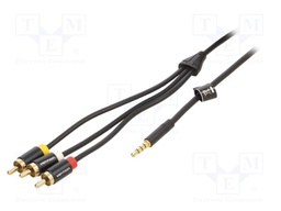 Cable; Jack 3.5mm plug,RCA plug x3; 2m; Plating: gold-plated