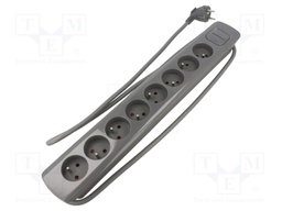 Extension lead; Sockets: 8; grey; 3x1,5mm2; 1.8m; 16A