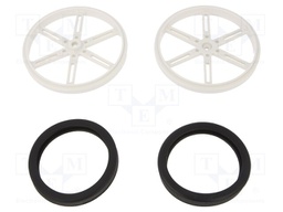 Wheel; white; Shaft: knurled; Pcs: 2; push-in,screw; Ø: 90mm; W: 10mm