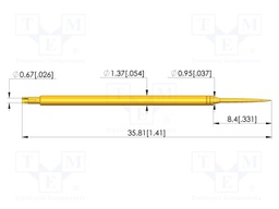 Test needle; Spring compression: 4.3mm; 6.35mm; 5A; steel; Ø: 0.6mm