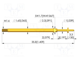 Test needle; Spring compression: 4mm; 5mm; 5A; CuBe; gold-plated