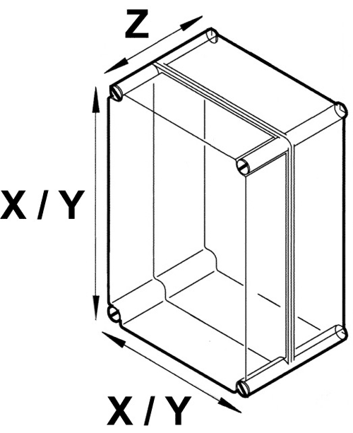 Enclosure: designed for potting; X: 16.3mm; Y: 36.25mm; Z: 14.9mm