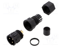 Plug; Connector: circular; size D; male; PIN: 3; gold-plated; 20A