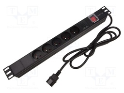 Plug socket strip: protective; Sockets: 5; 230VAC; 10A; black; 2m