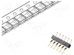 Pin header; pin strips; male; PIN: 6; horizontal; 1mm; SMT; 1x6