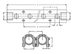 Distributor for quick couplings; max.15bar; aluminium anodised