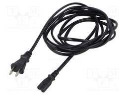 Cable; 2x0.75mm2; IEC C7 female,JIS 8303 plug; PVC; 3m; black; 7A